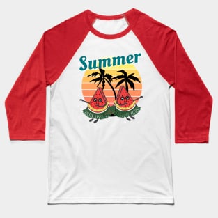 Kawaii Watermelon hula dancers Summer vibes Baseball T-Shirt